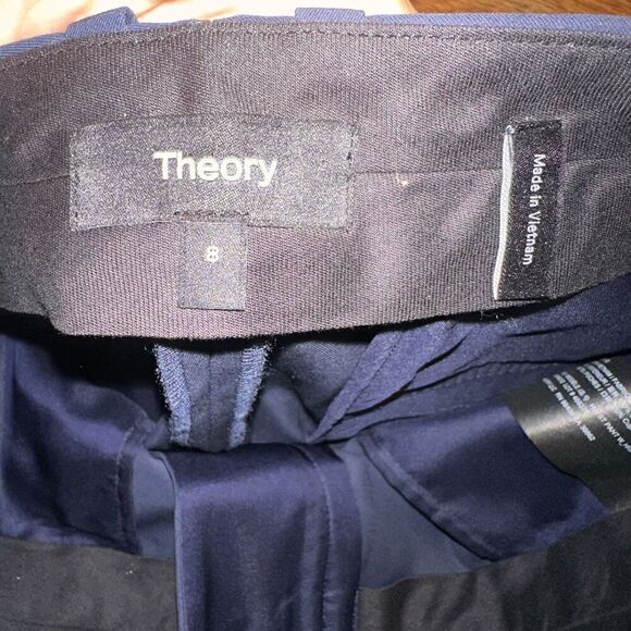 THEORY $345 High Waist Straight Cotton Ankle Pants - Picture 4 of 5